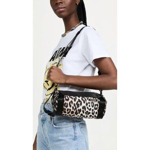 Ganni Recycled Tech Cylinder Barrel Bag Leopard